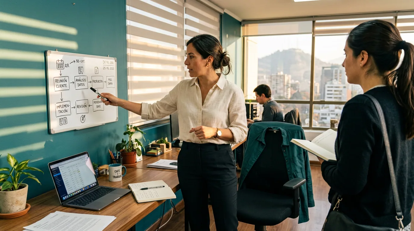 A Calibria strategy session around a process whiteboard